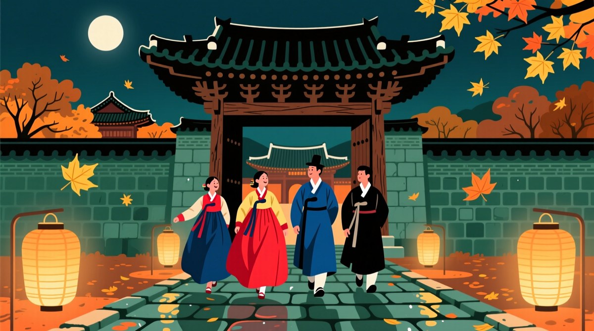 정갈한 한복을 차려입고 흥례문 검표구를 당당하게 통과하는 관람객들