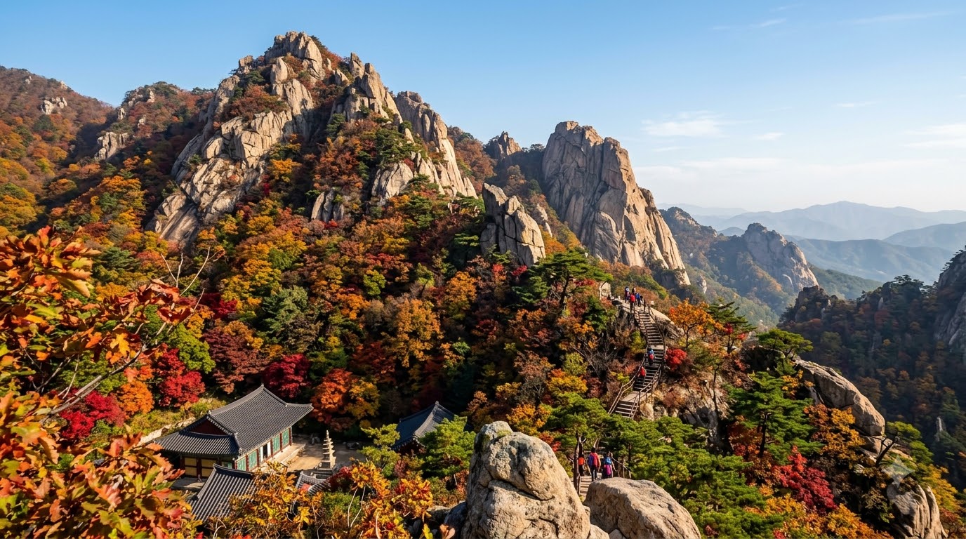 울긋불긋 화려한 가을 단풍으로 물든 국립공원 명산의 비경